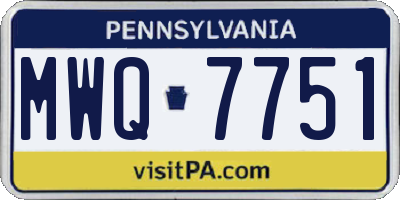 PA license plate MWQ7751