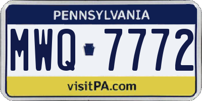 PA license plate MWQ7772
