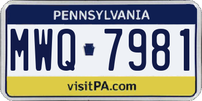 PA license plate MWQ7981