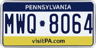 PA license plate MWQ8064
