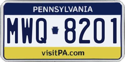 PA license plate MWQ8201
