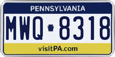 PA license plate MWQ8318