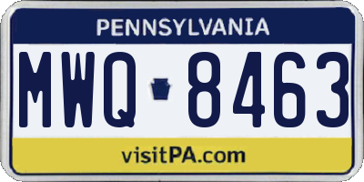 PA license plate MWQ8463