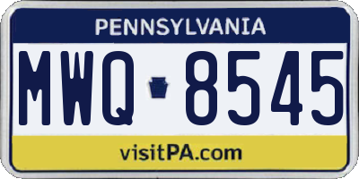PA license plate MWQ8545