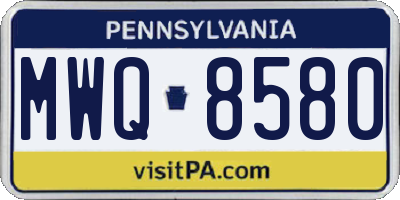 PA license plate MWQ8580