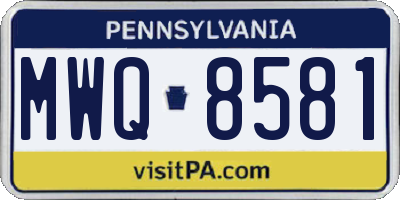 PA license plate MWQ8581