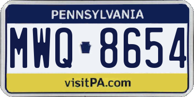 PA license plate MWQ8654