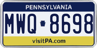 PA license plate MWQ8698
