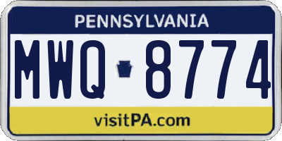 PA license plate MWQ8774