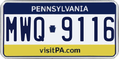 PA license plate MWQ9116