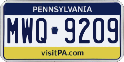PA license plate MWQ9209