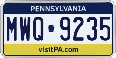 PA license plate MWQ9235