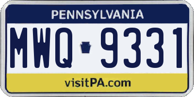 PA license plate MWQ9331