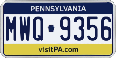 PA license plate MWQ9356