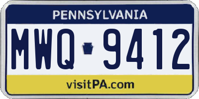 PA license plate MWQ9412