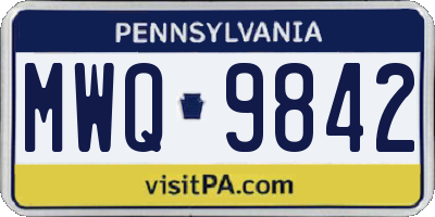 PA license plate MWQ9842