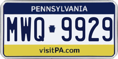 PA license plate MWQ9929