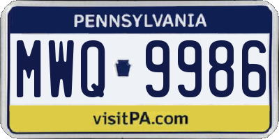PA license plate MWQ9986