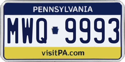 PA license plate MWQ9993