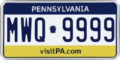 PA license plate MWQ9999