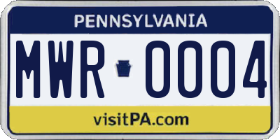 PA license plate MWR0004