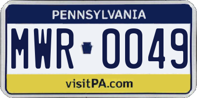 PA license plate MWR0049