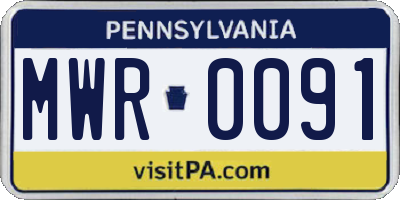 PA license plate MWR0091