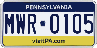 PA license plate MWR0105