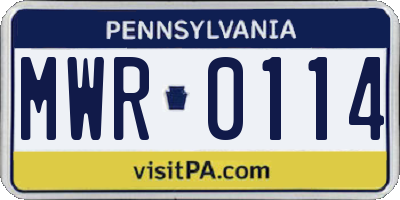 PA license plate MWR0114
