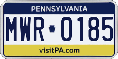 PA license plate MWR0185