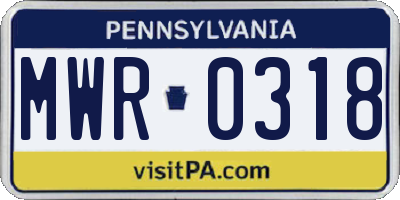 PA license plate MWR0318