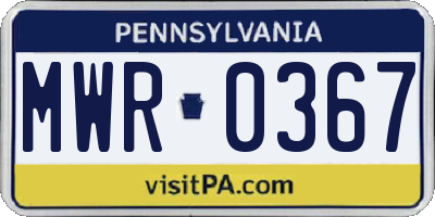 PA license plate MWR0367
