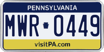 PA license plate MWR0449