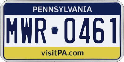 PA license plate MWR0461