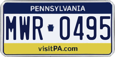 PA license plate MWR0495