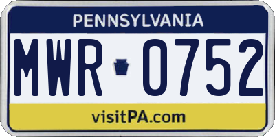 PA license plate MWR0752