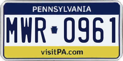 PA license plate MWR0961