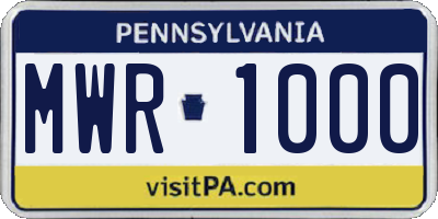 PA license plate MWR1000