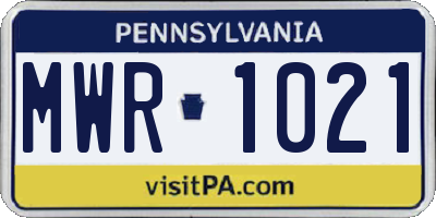 PA license plate MWR1021
