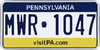 PA license plate MWR1047