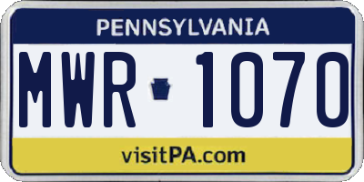 PA license plate MWR1070