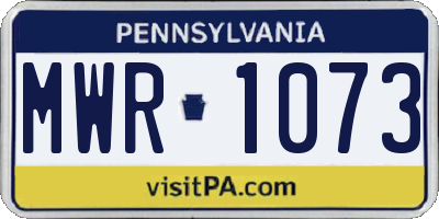 PA license plate MWR1073