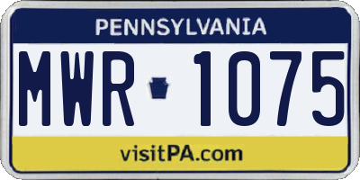 PA license plate MWR1075