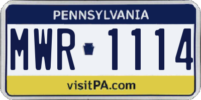 PA license plate MWR1114