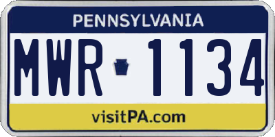 PA license plate MWR1134