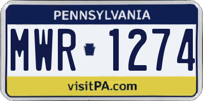 PA license plate MWR1274
