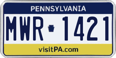 PA license plate MWR1421