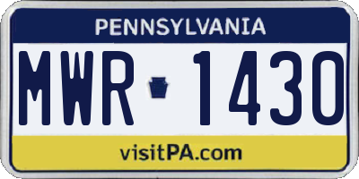 PA license plate MWR1430