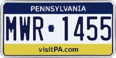 PA license plate MWR1455