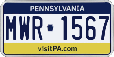 PA license plate MWR1567